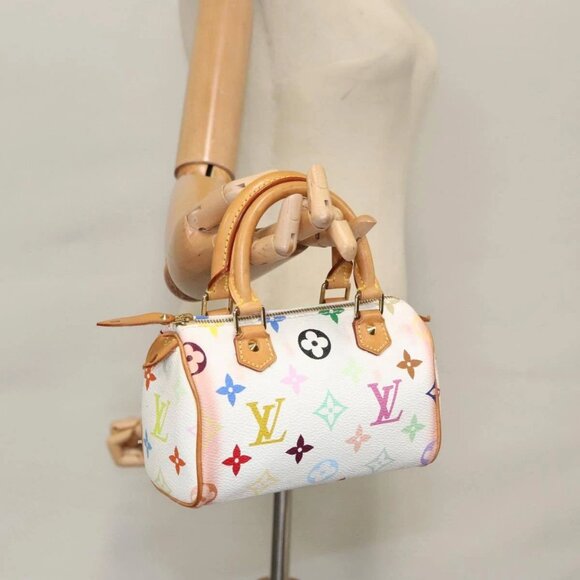 LOUIS VUITTON Monogram Multicolor Mini Speedy Hand Bag White M92645 Auth 101826V - Picture 3 of 16